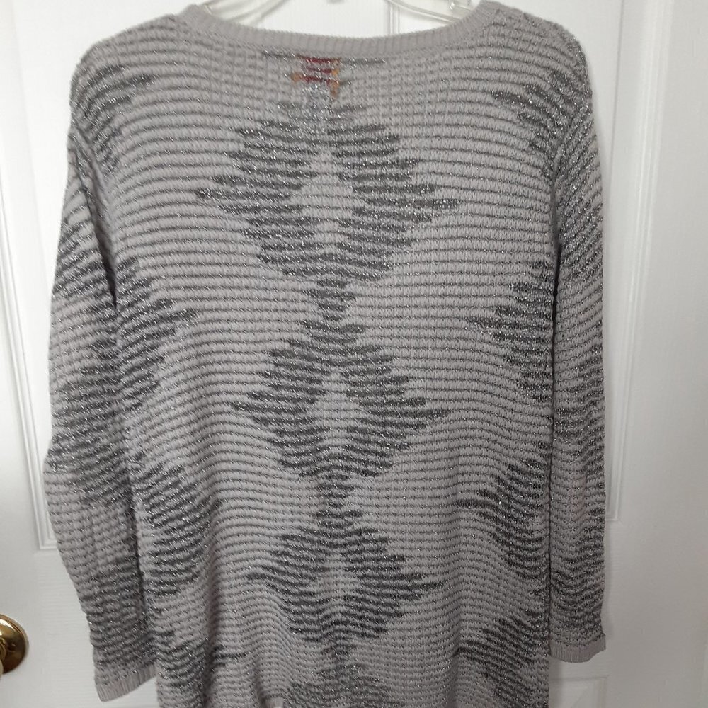 Ruby Rd. Medium Petite Gray Sweater W/Silver Meta… - image 5